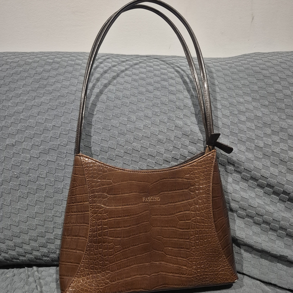 Brown Croc-Embossed Women's Bag Fascino | Sac A Main Crocodile Brun